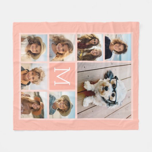 Pastel Terra 8 Foto Collage - klassisches Monogram Fleecedecke (Vorderseite (Horizontal))