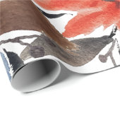 Pastel Terracotta Blaue Flora Muster Geschenkpapier (Rolleneckpunkt)