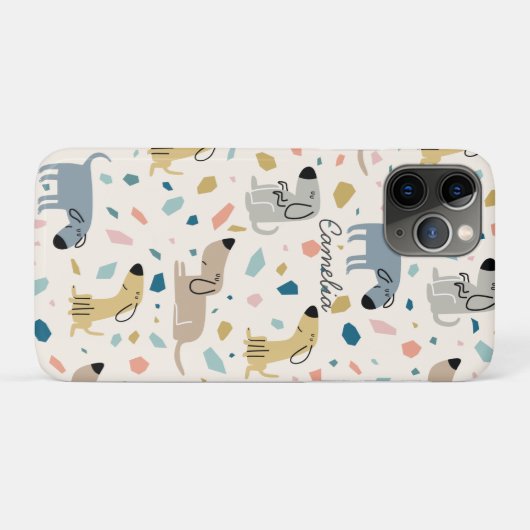 Pastel Terrazzo Funny Niedlich Dog Muster Case-Mate iPhone Hülle (Rückseite (Horizontal))