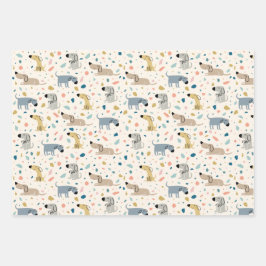 Pastel Terrazzo Funny Niedlich Dog Muster Geschenkpapier Set