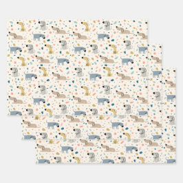 Pastel Terrazzo Funny Niedlich Dog Muster Geschenkpapier Set
