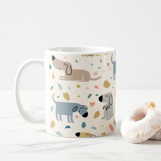Pastel Terrazzo Funny Niedlich Dog Muster Kaffeetasse (Mit Donut)