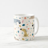 Pastel Terrazzo Funny Niedlich Dog Muster Kaffeetasse (VorderseiteRechts)
