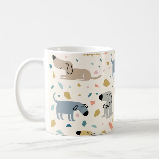 Pastel Terrazzo Funny Niedlich Dog Muster Kaffeetasse (Links)