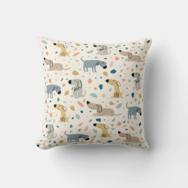 Pastel Terrazzo Funny Niedlich Dog Muster Kissen