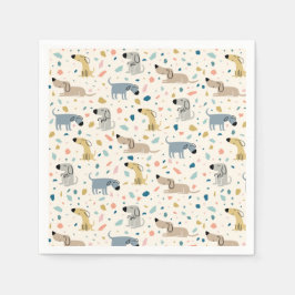 Pastel Terrazzo Funny Niedlich Dog Muster Papierpl Serviette