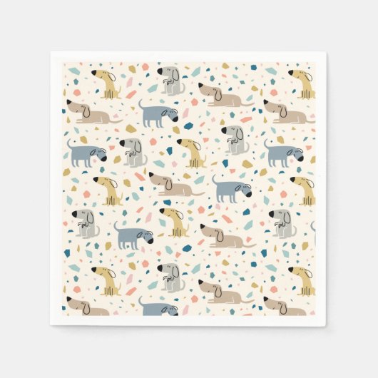 Pastel Terrazzo Funny Niedlich Dog Muster Papierpl Serviette (Vorderseite)