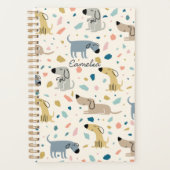 Pastel Terrazzo Funny Niedlich Dog Muster Planer (Vorderseite)