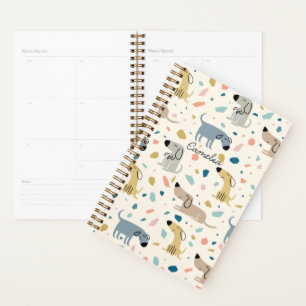 Pastel Terrazzo Funny Niedlich Dog Muster Planer