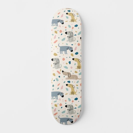 Pastel Terrazzo Funny Niedlich Dog Muster Skateboard (Vorderseite)
