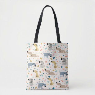 Pastel Terrazzo Funny Niedlich Dog Muster Tasche