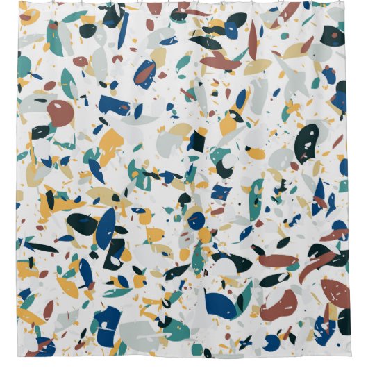 Pastel Terrazzo: Modernes Abstraktes Muster. Duschvorhang (Vorderseite)