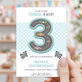 Pastel Three Fast Birthday Race Einladung