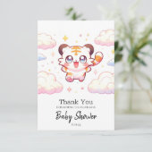 Pastel Tiger Baby Dusche Dankeskarte (Stehend Vorderseite)