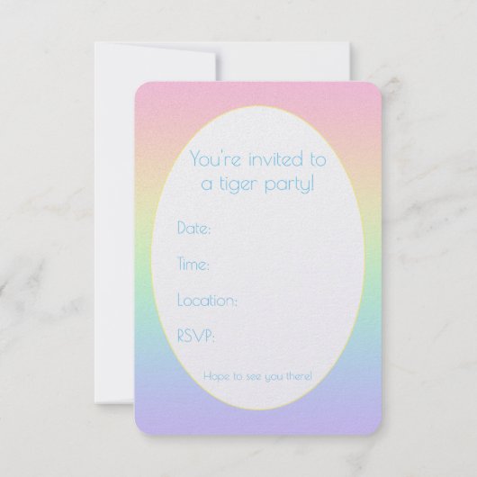 Pastel Tiger Party Einladung (Rückseite)