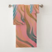 Pastel Tiger Streifen Badhandtuch Set (Insitu)