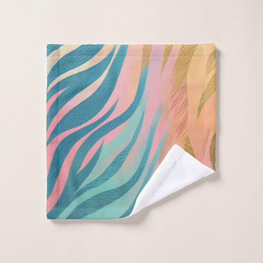 Pastel Tiger Streifen Badhandtuch Set (Waschlappen)