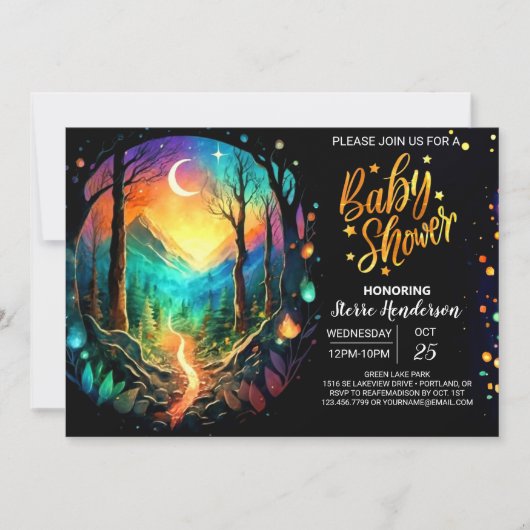 Pastel Timber Adventure erwartet Baby Shower Einladung (Vorderseite)