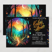 Pastel Timber Adventure erwartet Baby Shower Einladung (Vorne/Hinten)