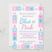 Pastel Tiny Icons Geschlechtsenthüllung Einladung (Vorderseite)