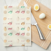 Pastel toned isometric low poly vases and cutlery geschirrtuch (Viertel Falte)