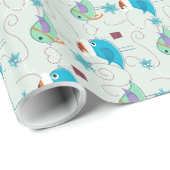 Pastel Tones Christmas Birds Muster Geschenkpapier (Rolleneckpunkt)
