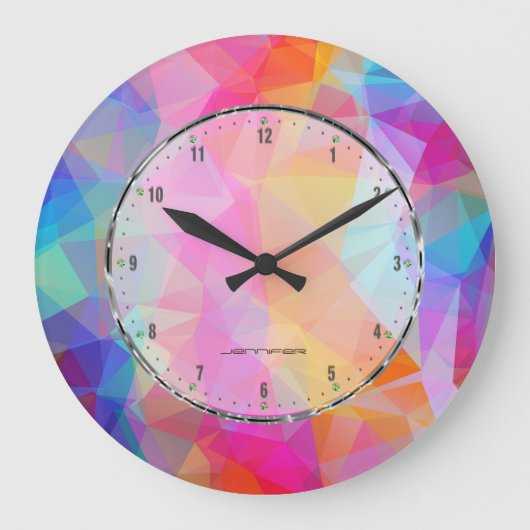 Pastel Tones Geometric Polygonal Pattern 2 Große Wanduhr (Vorderseite)