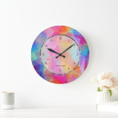 Pastel Tones Geometric Polygonal Pattern 2 Große Wanduhr (Zuhause)