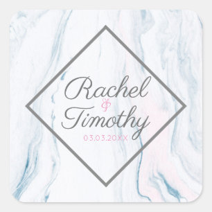 Pastel Tones Marble Stone - Save the Date Quadratischer Aufkleber
