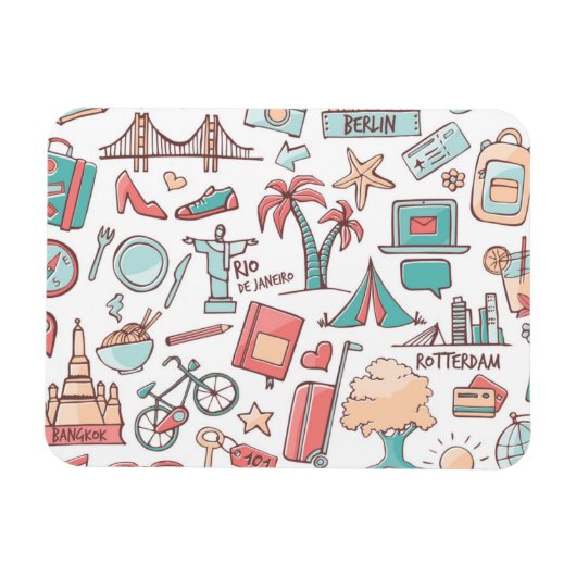 Pastel Tourist Muster Magnet (Horizontal)