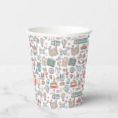 Pastel Tourist Muster Pappbecher (Rechts)