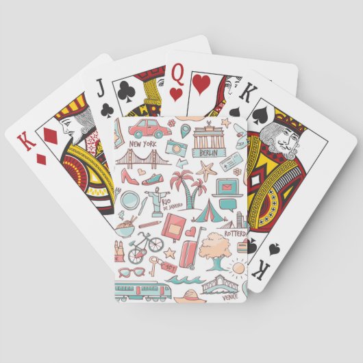 Pastel Tourist Muster Spielkarten (Rückseite)
