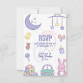Pastel Toys Gender Neutral Baby Shower Einladung (Rückseite)