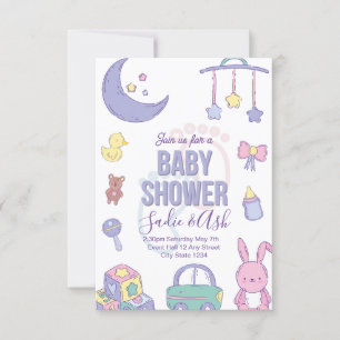Pastel Toys Gender Neutral Baby Shower Einladung