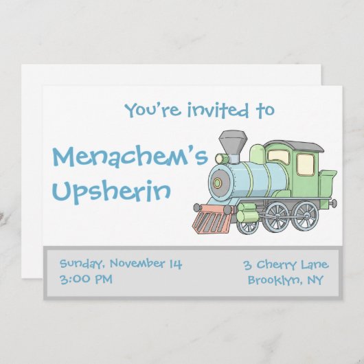 Pastel Train upsherin Einladung (Vorne/Hinten)