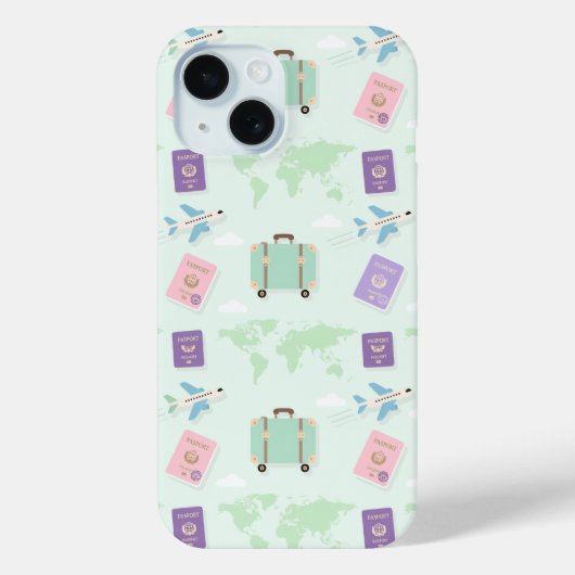 Pastel Travel Accessories Doodle iPhone Case – Cut (Rückseite)