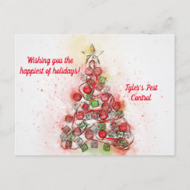 PASTEL TREE CHRISTMAS BUSINESS POSTCARD ANKÜNDIGUNGSPOSTKARTE