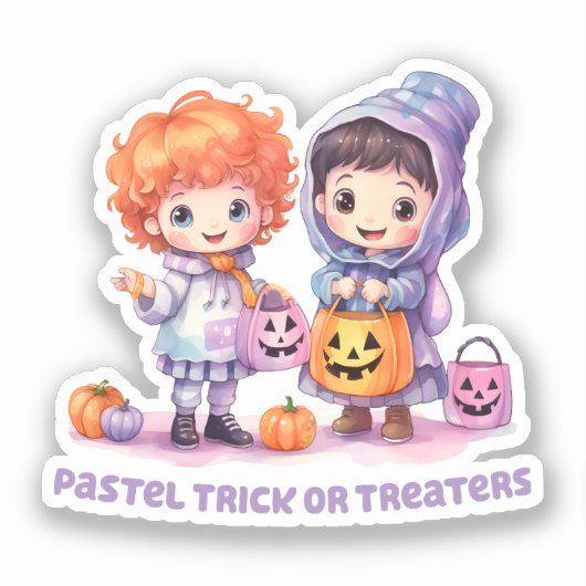 Pastel Trick oder Treaters Aufkleber (Vorderseite)