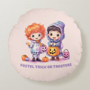 Pastel Trick oder Treaters Rundes Kissen