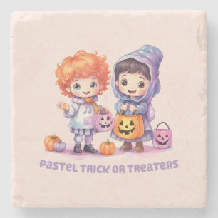 Pastel Trick oder Treaters Steinuntersetzer