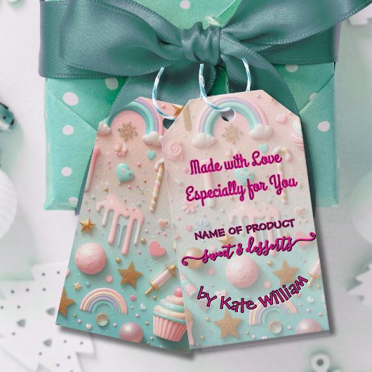 Pastel Tropfen Cookie and Dessert Packaging Geschenkanhänger
