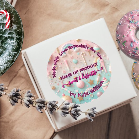 Pastel Tropfen Cookie und Dessert Packkleber Runder Aufkleber