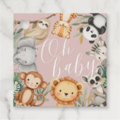 Pastel Tropical Baby Dusche Jungle Safari Tiere Geschenkanhänger (Vorderseite)