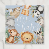 Pastel Tropical Baby Dusche Jungle Safari Tiere Geschenkanhänger (Vorderseite)