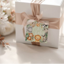 Pastel Tropical Baby Dusche Jungle Safari Tiere Geschenkanhänger