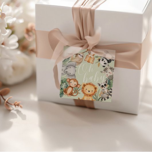 Pastel Tropical Baby Dusche Jungle Safari Tiere Geschenkanhänger