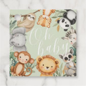 Pastel Tropical Baby Dusche Jungle Safari Tiere Geschenkanhänger (Vorderseite)