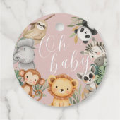 Pastel Tropical Baby Dusche Jungle Safari Tiere Geschenkanhänger (Rückseite)