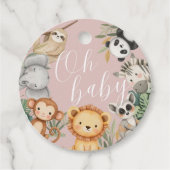 Pastel Tropical Baby Dusche Jungle Safari Tiere Geschenkanhänger (Vorderseite)