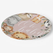 Pastel Tropical Baby Dusche Jungle Safari Tiere Pappteller (Schrägansicht)